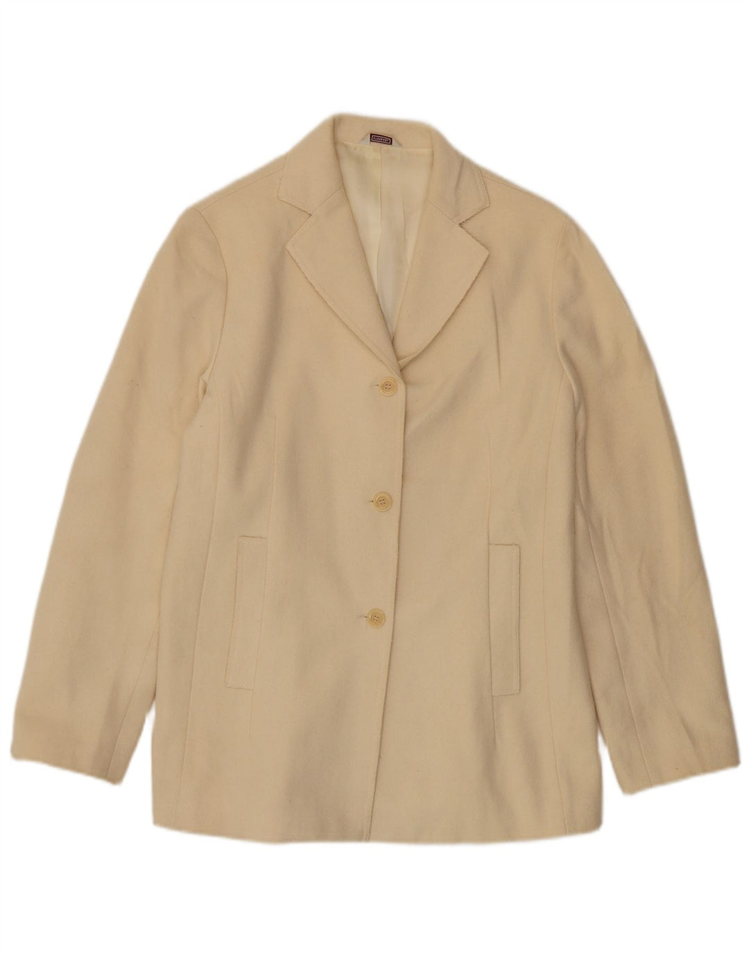 Stefanel Chaqueta Blazer de 3 Botones para Mujer UK 44 Lana Beige Mediana