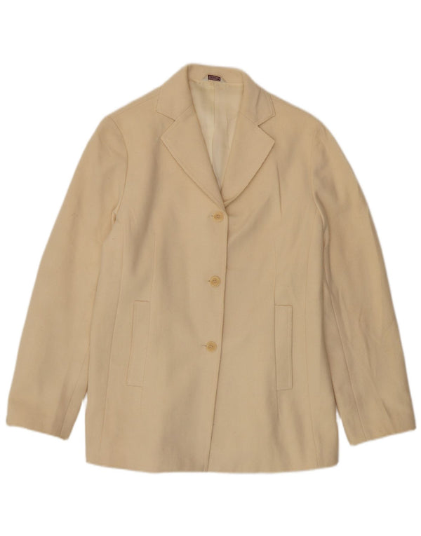 Stefanel Chaqueta Blazer de 3 Botones para Mujer UK 44 Lana Beige Mediana