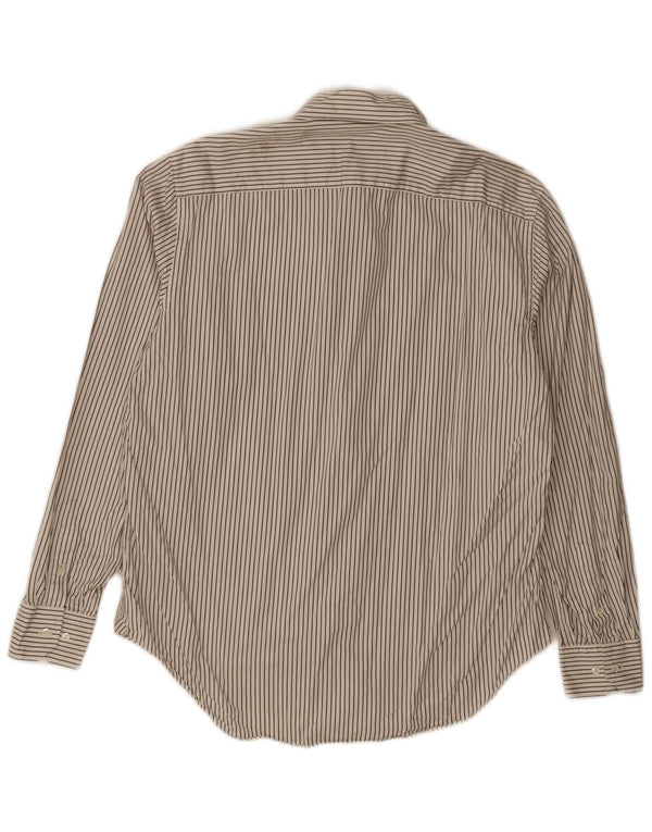 Camisa Massimo Dutti Hombre Talla 44 17 1/2 XL Blanco Roto Raya diplomática
