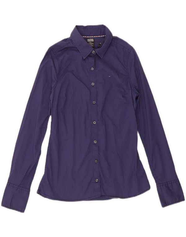 TOMMY HILFIGER Camisa de mujer UK 44 Grande Azul marino Algodón