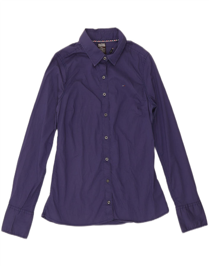 TOMMY HILFIGER Camisa de mujer UK 44 Grande Azul marino Algodón