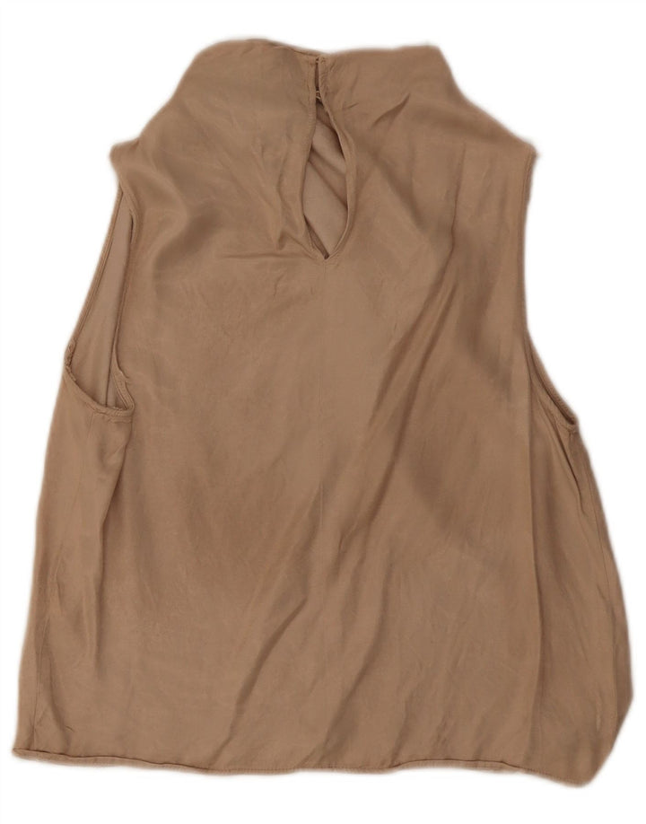 ZARA Blusa Sin Mangas Mujer UK 40 Small Viscosa Beige