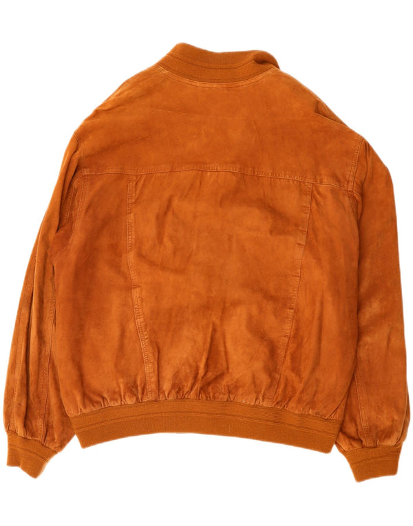 Vintage hombres ante bomber chaqueta IT 52 XL cuero marrón