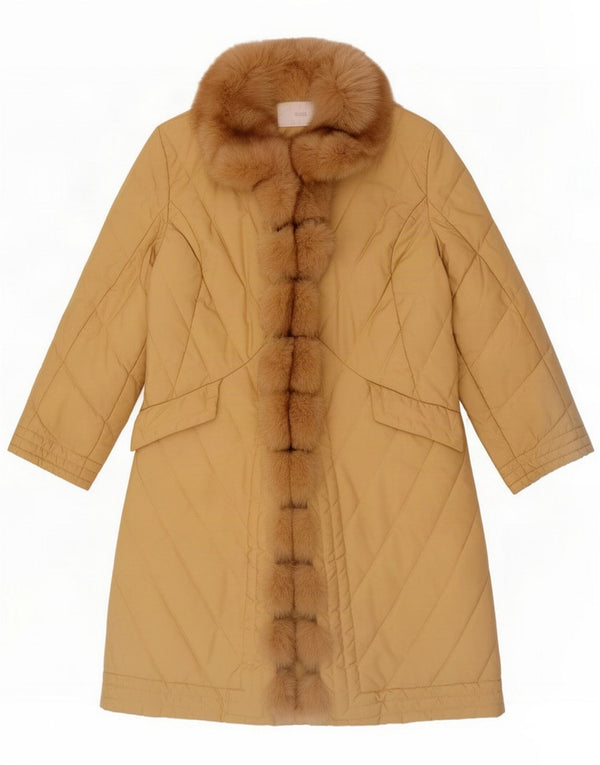 Ermanno Scervino Chaqueta acolchada para mujer IT 46 Large Nylon amarillo