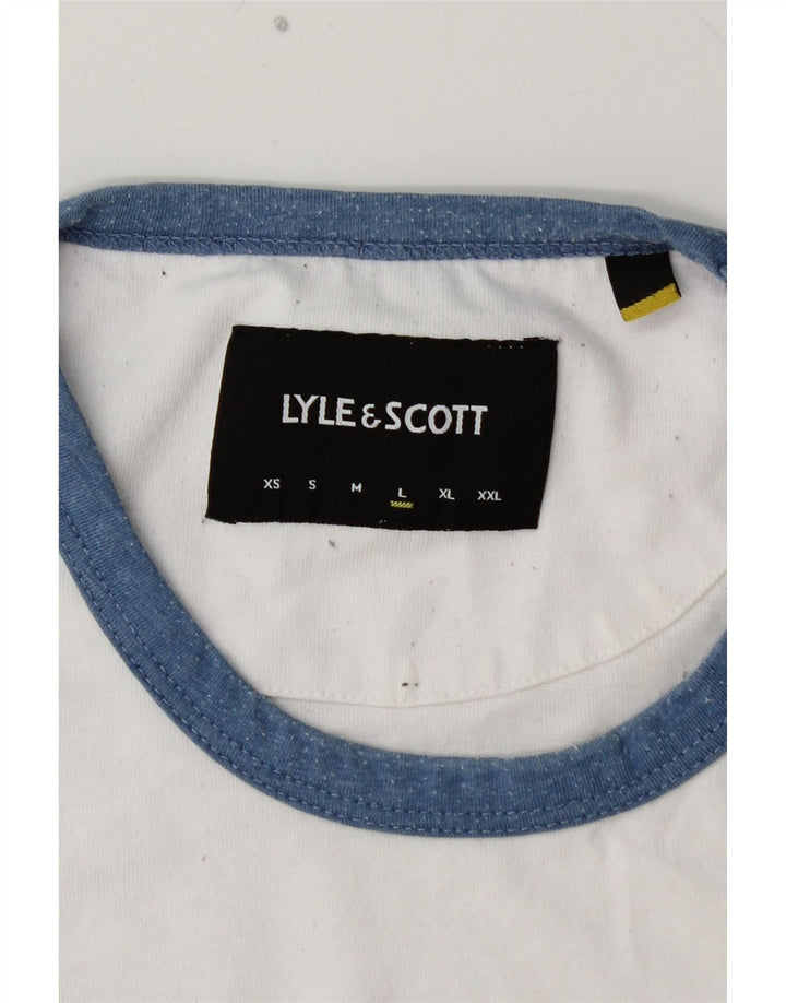 LYLE & SCOTT Camiseta para hombre Top grande de algodón blanco