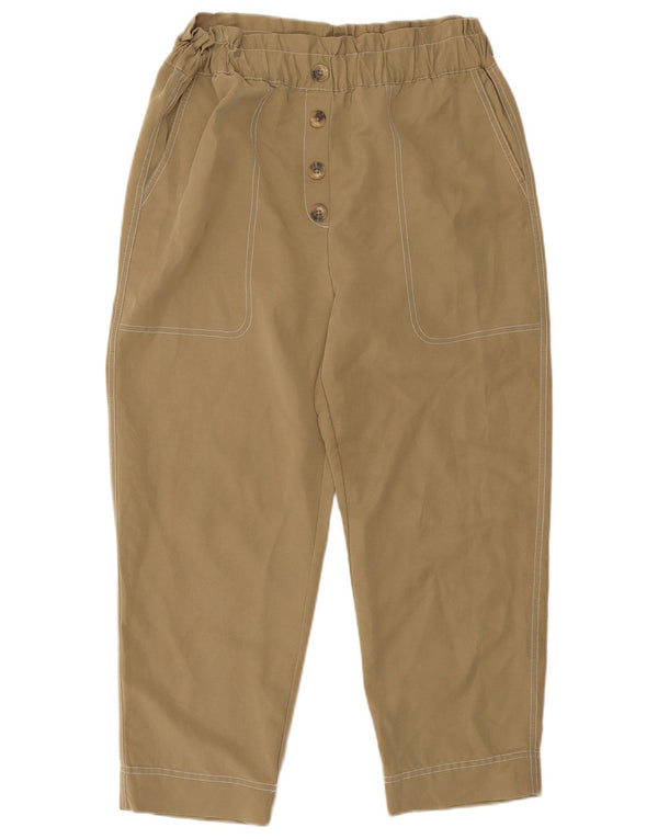 Zara Mujer Pantalones Cortos De Corte Suelto Grande W30 L24 Modal Caqui