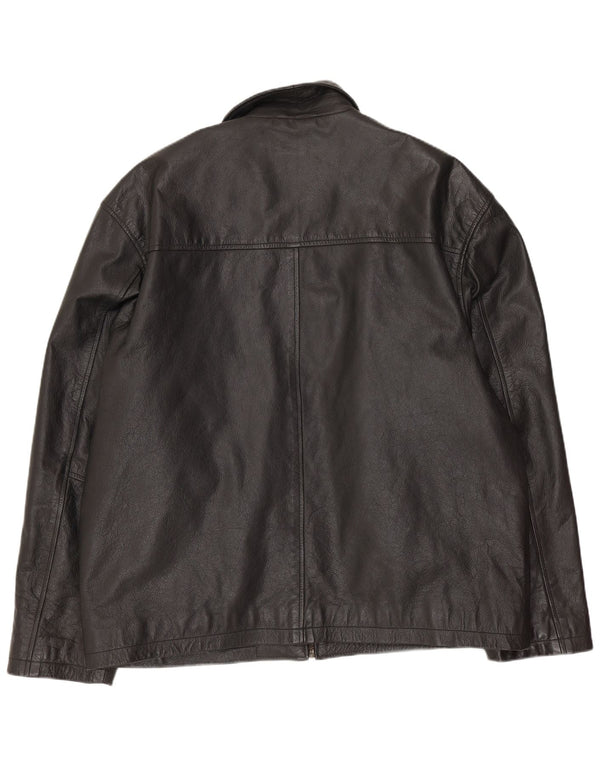 Chaqueta de cuero vintage para hombre Reino Unido 42 XL cuero negro
