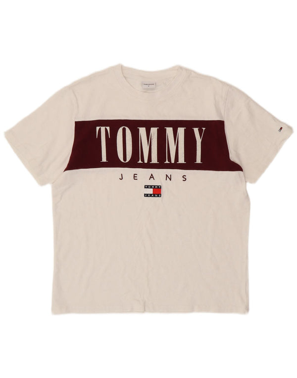 TOMMY HILFIGER Camiseta gráfica para hombre Top Medium White Colourblock