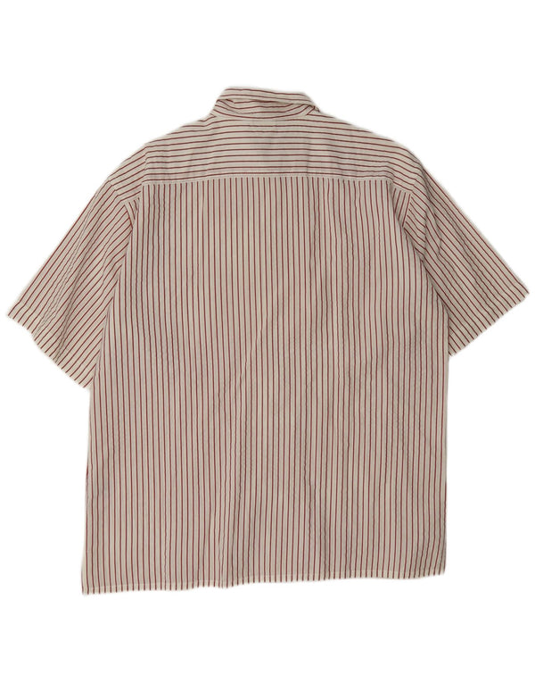 Vintage hombres camisa de manga corta XL algodón blanco a rayas