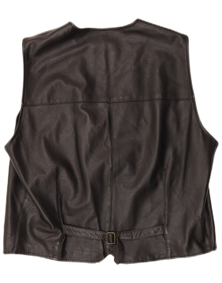 Chaleco de cuero vintage para hombre 3XL cuero negro