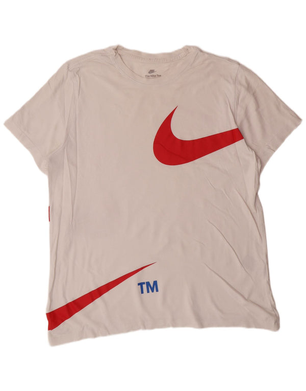 NIKE Camiseta gráfica para hombre Top XL Algodón blanco