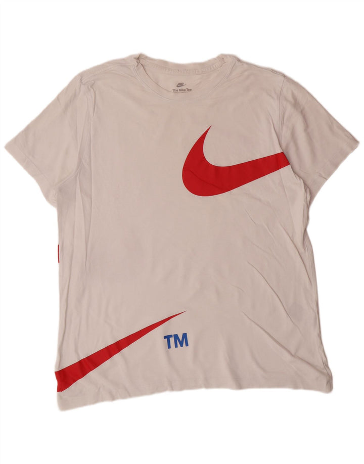 NIKE Camiseta gráfica para hombre Top XL Algodón blanco