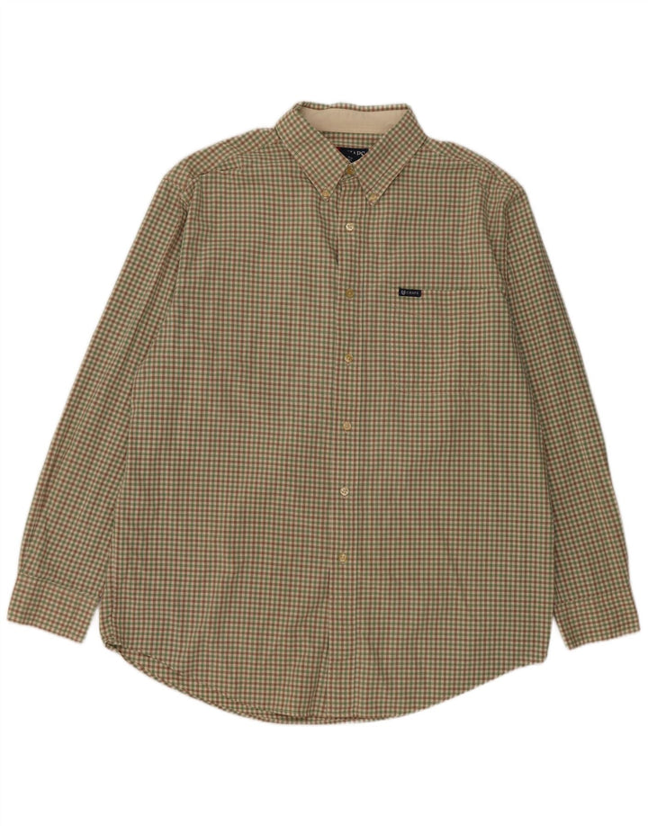 Chaps Camisa para hombre grande de algodón a cuadros verde