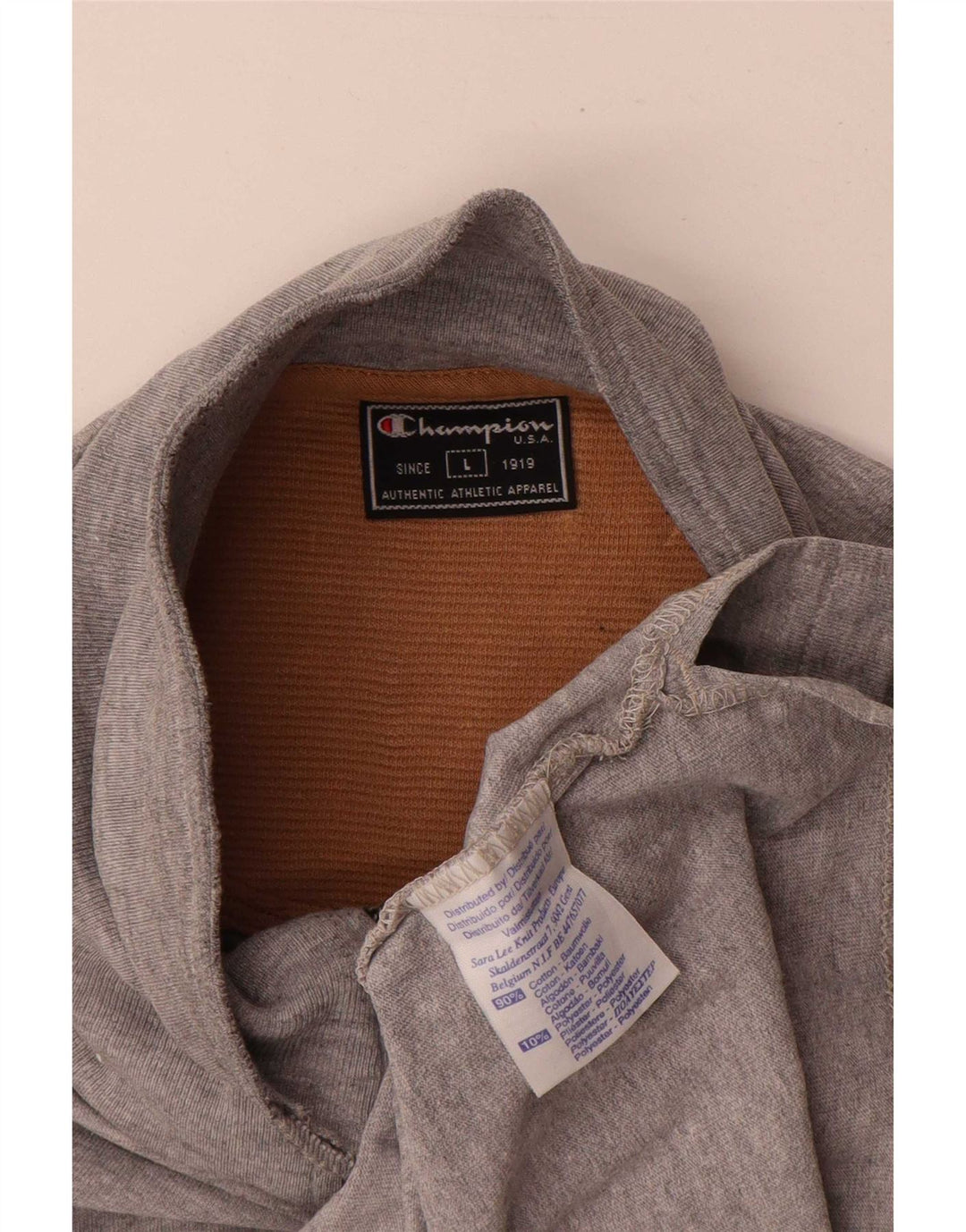 Champion Top con cuello y cremallera para hombre, manga larga, algodón gris grande