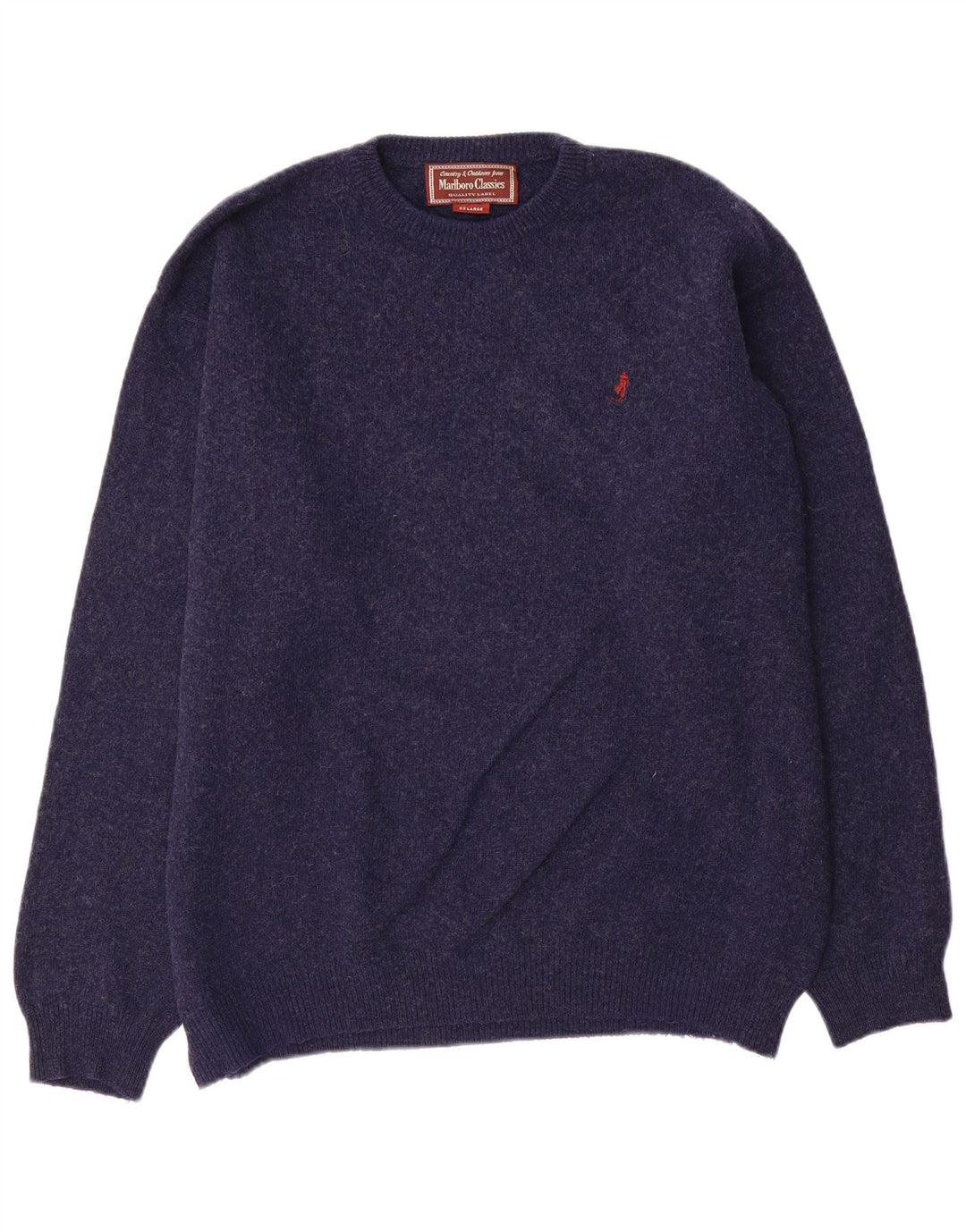 Marlboro Classics - Jersey de cuello redondo para hombre, talla 2XL, lana azul marino