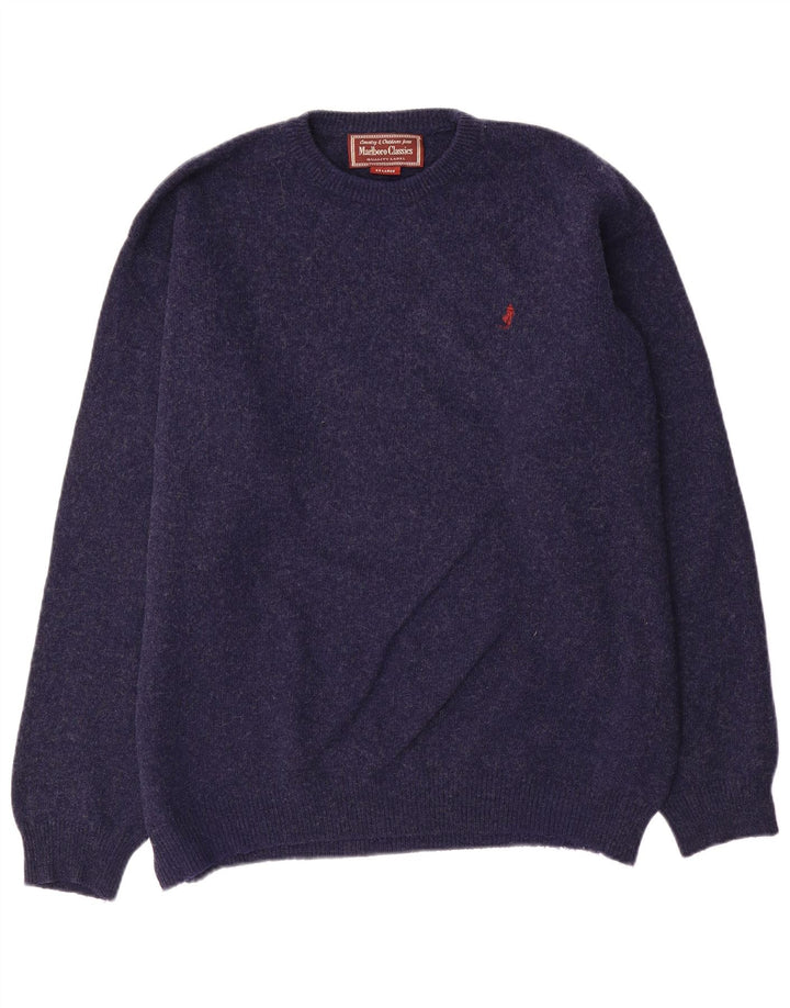 Marlboro Classics - Jersey de cuello redondo para hombre, talla 2XL, lana azul marino