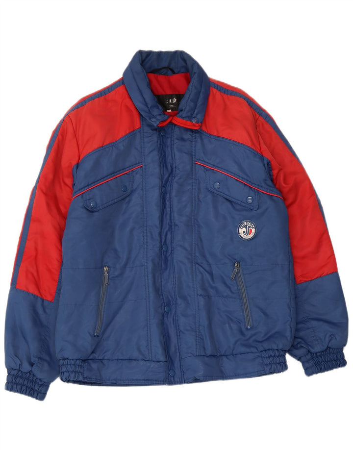 Chaqueta acolchada vintage para hombre IT 52 XL Azul Colorblock Poliéster