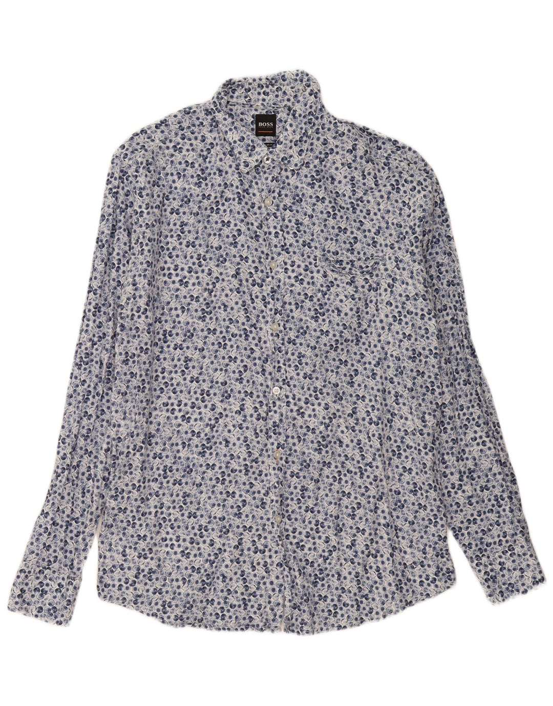 Camisa Hugo Boss Hombre Regular Fit Azul Geométrico Grande