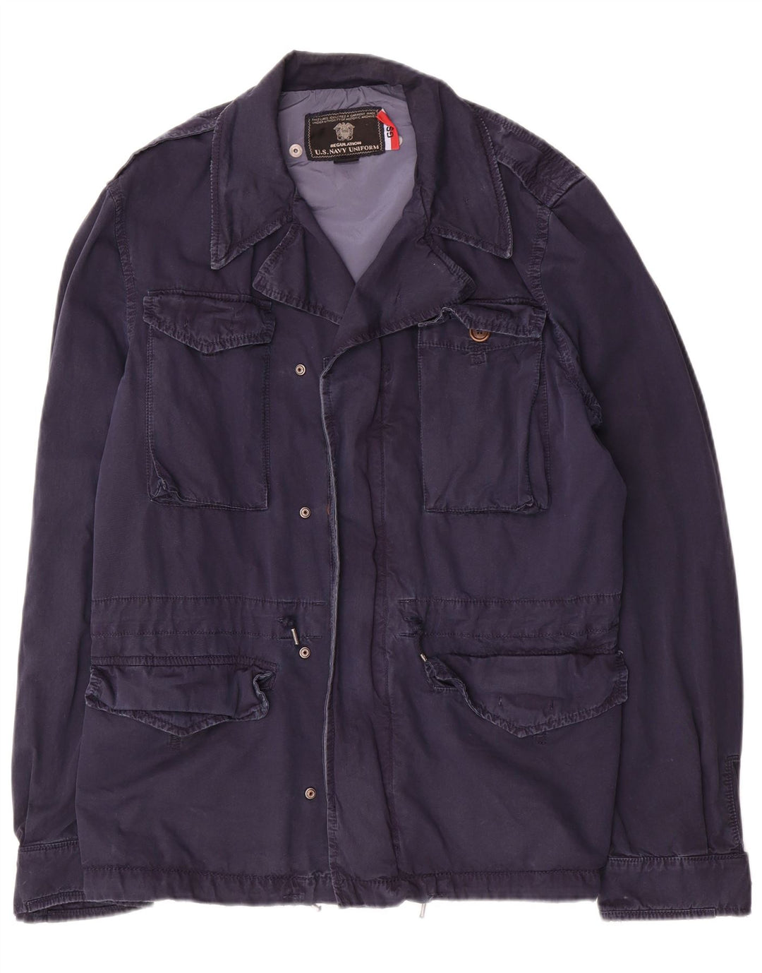 Vintage hombres chaqueta utilitaria Reino Unido 42 XL azul marino nylon