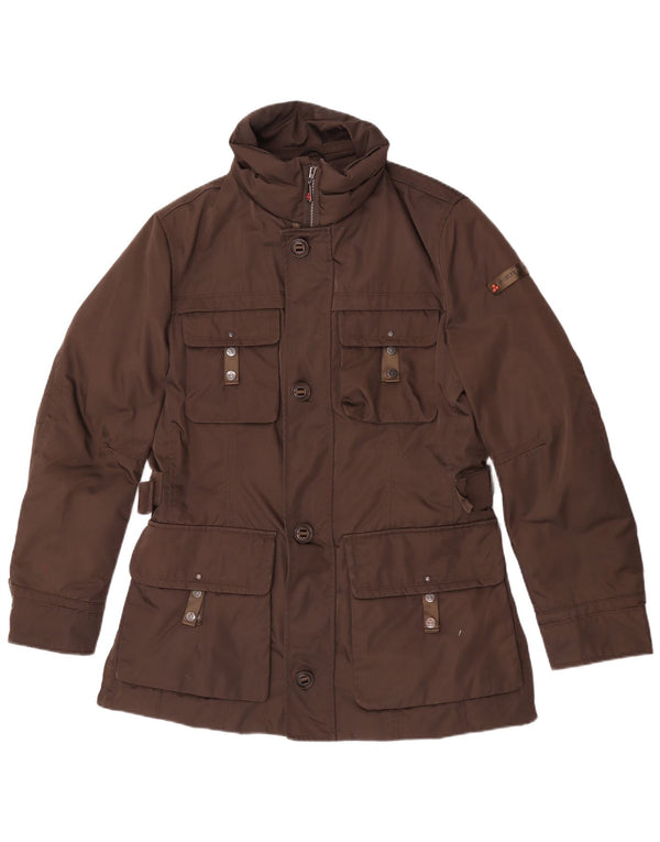 PEUTEREY Chaqueta Parka para Hombre UK 38 Marrón Medio Poliéster