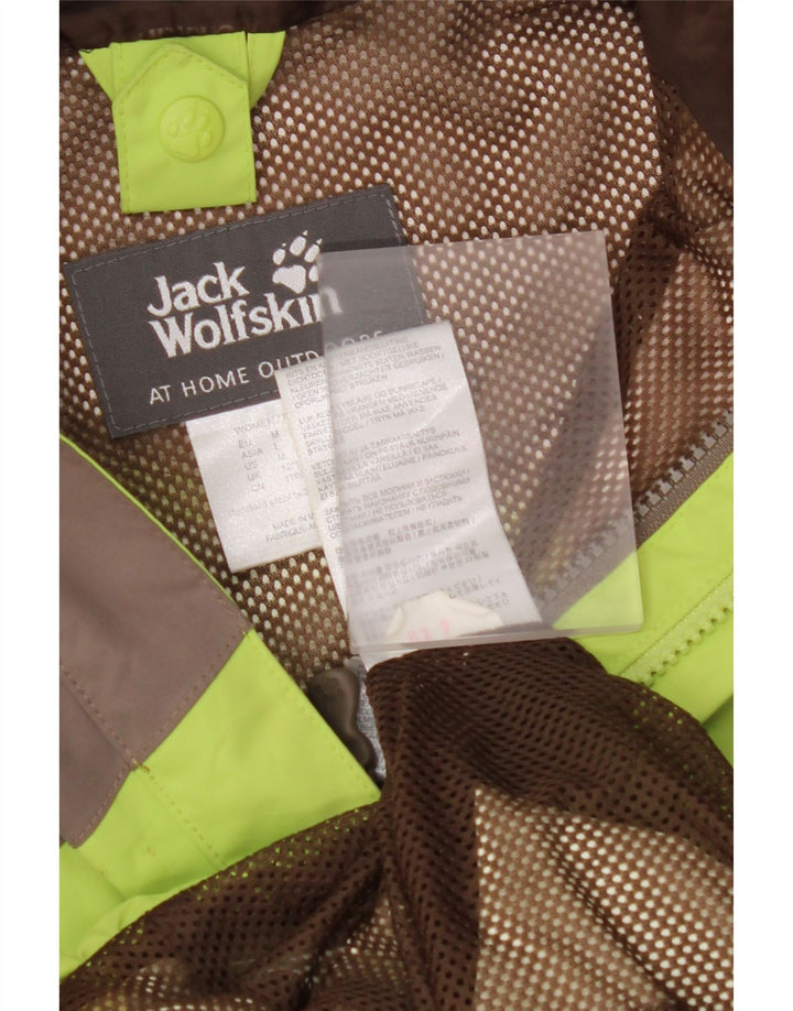 JACK WOLFSKIN Chaqueta impermeable con capucha para mujer UK 40/40 Verde medio Colorblock