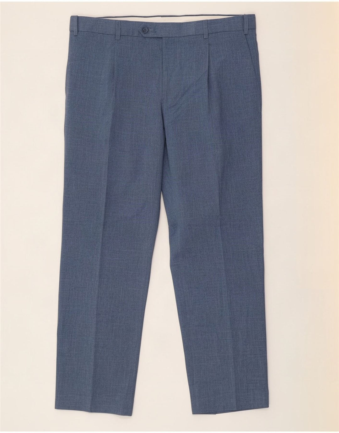 Marks & Spencer Pantalón de traje de corte regular para hombre W38 L31 Poliéster azul