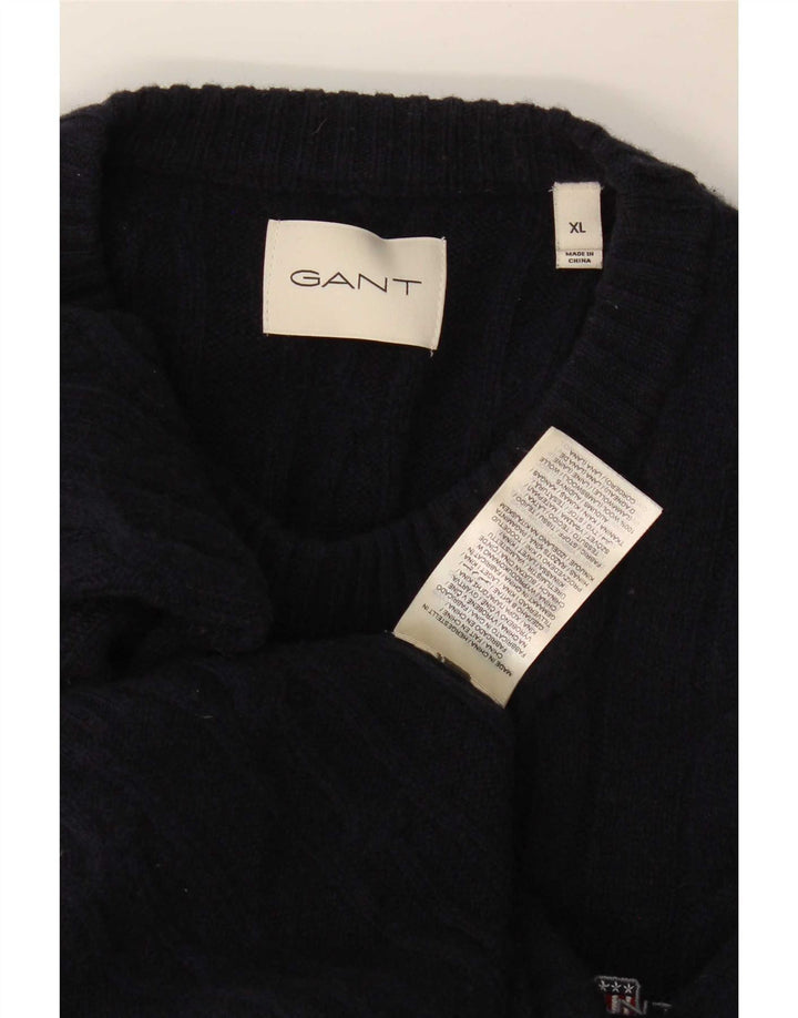 Gant Jersey De Cuello Redondo Para Hombre XL De Lana De Cordero Azul Marino