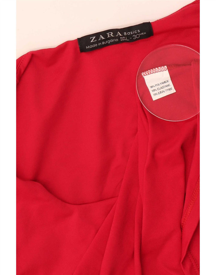 Zara Mujer Chaleco Top UK 44 Grande Poliamida Rojo