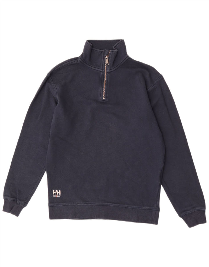 Helly Hansen Mens Zip Neck Sudadera Jumper Medium Azul Marino Algodón