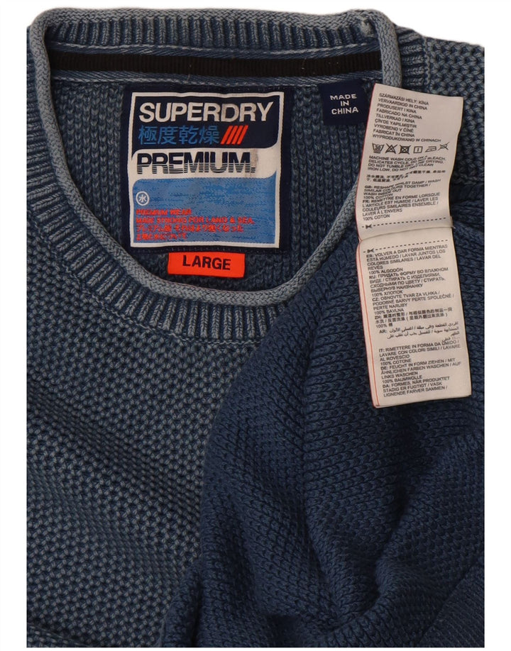 Superdry Jersey De Cuello Redondo Para Hombre Jersey De Algodón Azul Grande