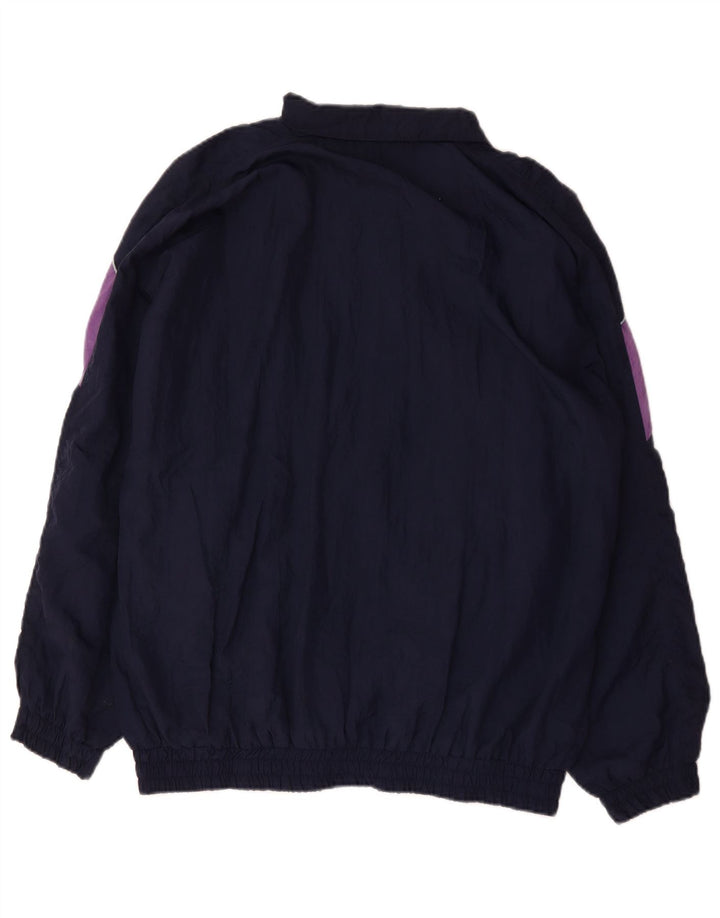 Vintage Hombre Chándal Top Chaqueta XL Azul Marino Colorblock Poliamida