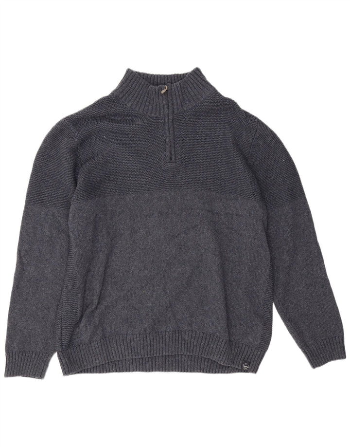 Weird Fish Suéter tipo jersey con cuello y cremallera para hombre 2XL Poliéster azul marino