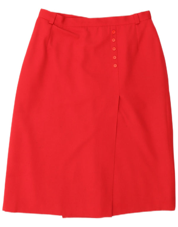 Vintage Mujer A-Line Falda W30 Lana Roja Mediana