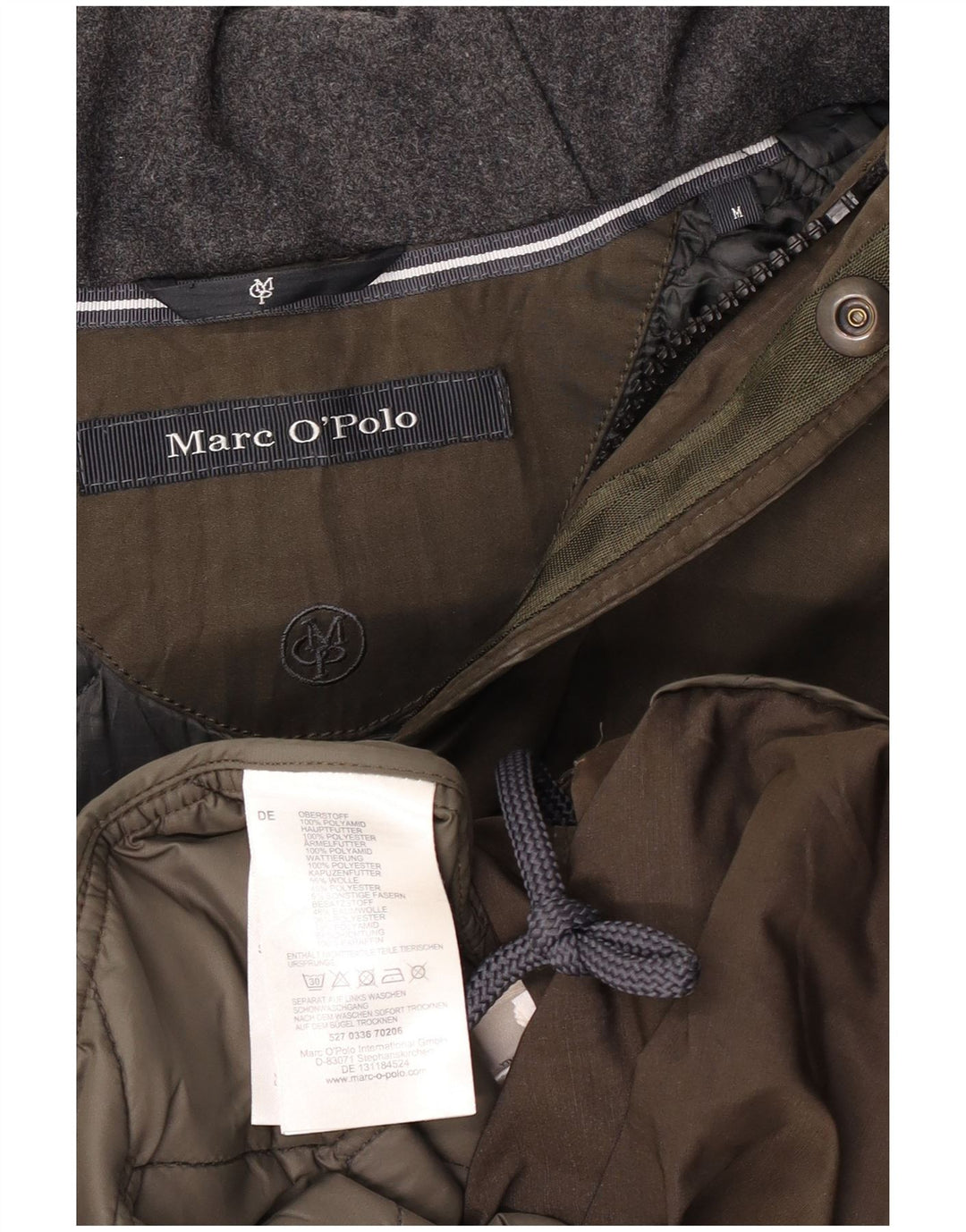 MARC O'POLO Parka con capucha para hombre UK 38 Medium Khaki Poliamida