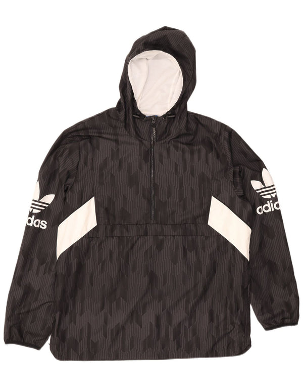 Adidas - Chaqueta anorak con capucha para hombre, talla 42, color negro