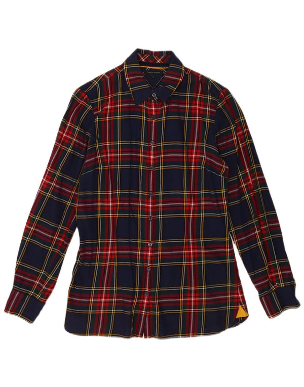Tommy Hilfiger Camisa de franela para mujer US 8 Mediana Azul Marino Cuadros Algodón
