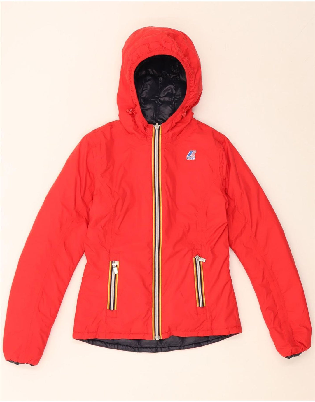 K-Way Chaqueta Acolchada Reversible con Capucha para Mujer UK 10 Small Azul Marino