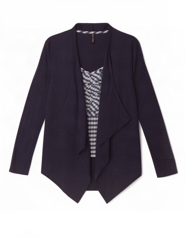 Marks & Spencer Blusa de manga larga para mujer UK 8 Small Azul marino Gingham