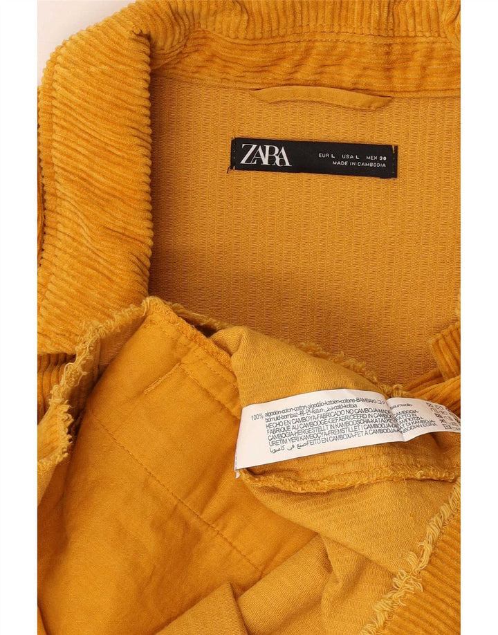Zara Mujer Chaqueta De Pana Extragrande Reino Unido 46 Grande Algodón Amarillo