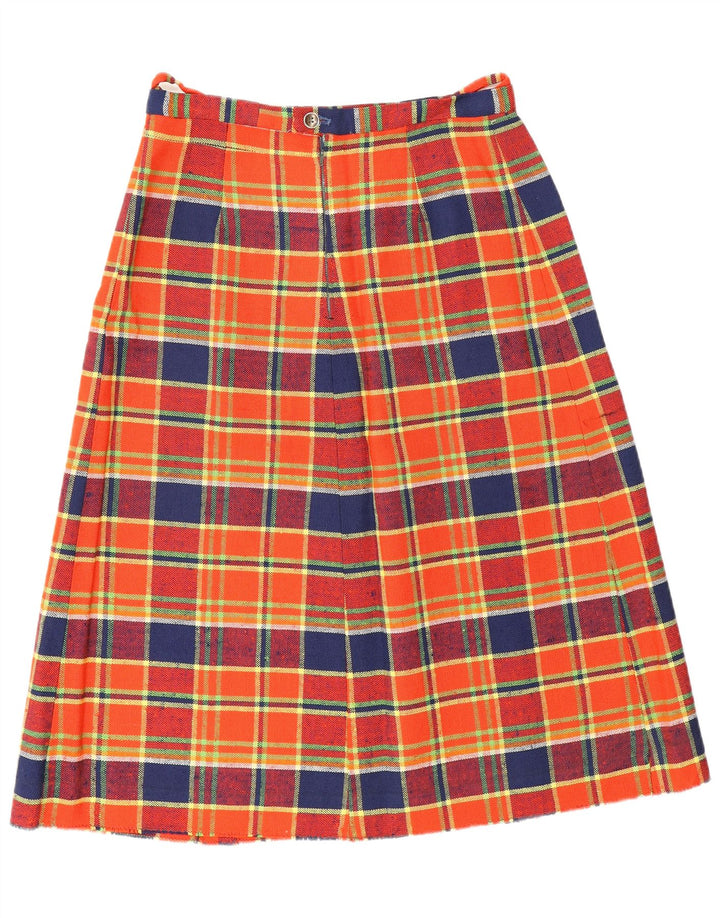Vintage mujer A-Line falda W28 cuadros rojos medianos
