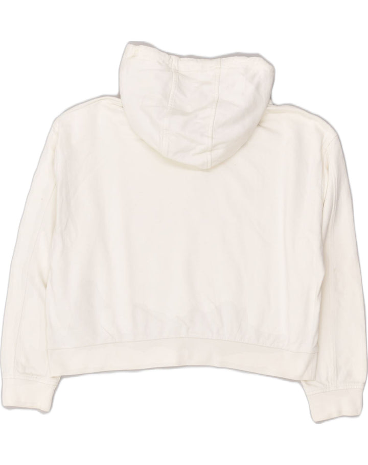 VANS Womens Oversized Crop Hoodie Jumper UK 16 Large White Cotton | Vintage Vans | Thrift | Second-Hand Vans | Used Clothing | Messina Hembry 