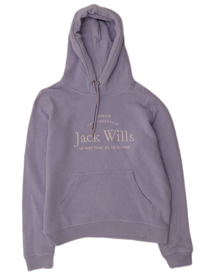 JACK WILLS Jersey con capucha gráfico para mujer Reino Unido 12 Algodón morado mediano
