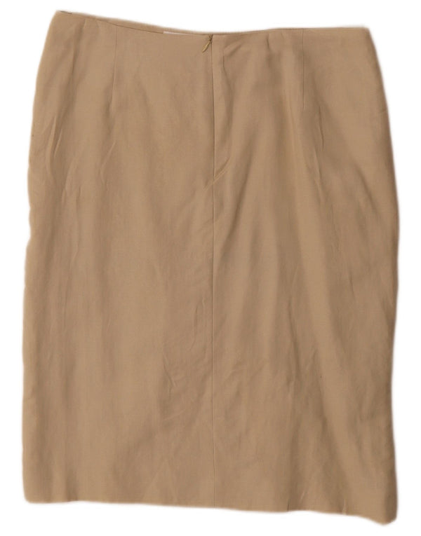 Vintage Womens Pencil Skirt EU 46 XL W32 Beige Viscose