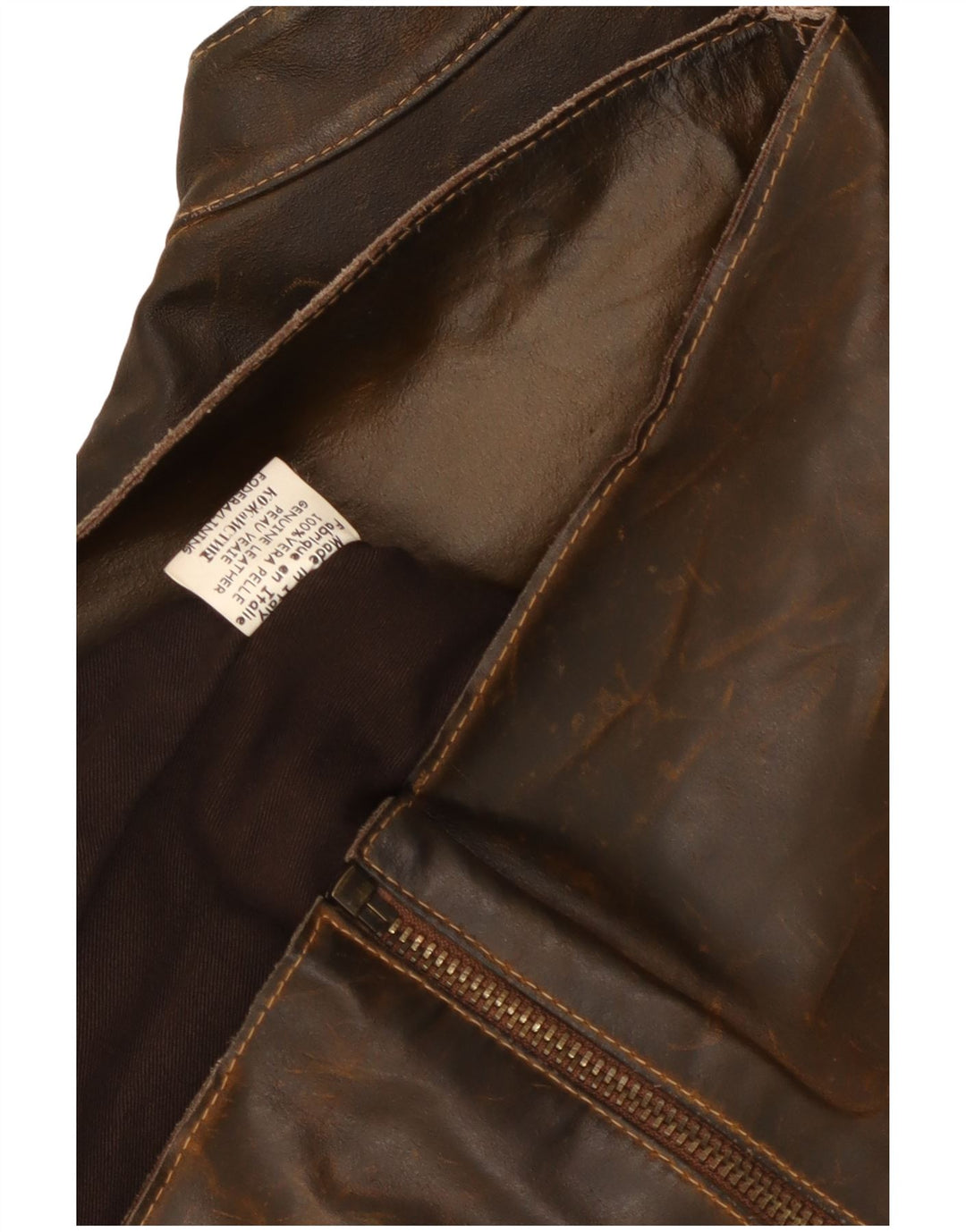 Vintage hombres chaqueta de cuero Reino Unido 36 pequeño cuero marrón