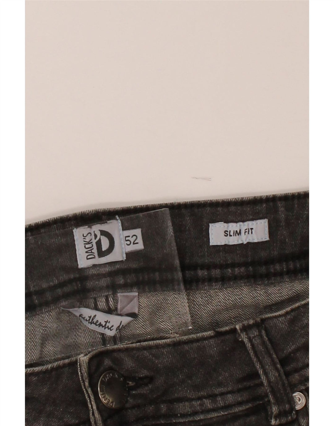 DACK'S Mens Slim Jeans IT 52 XL W36 L28 Grey Cotton Vintage Dack's and Second-Hand Dack's from Messina Hembry 