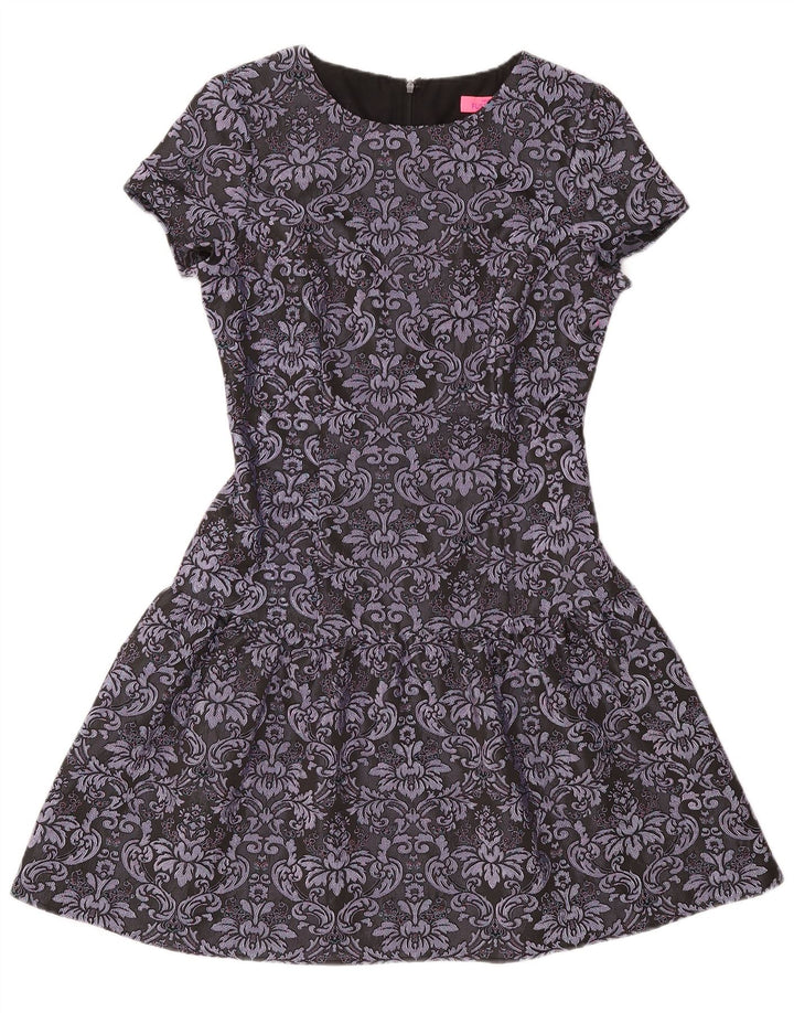 Monsoon Vestido acampanado para mujer UK 40 Pequeño Gris Paisley Poliéster
