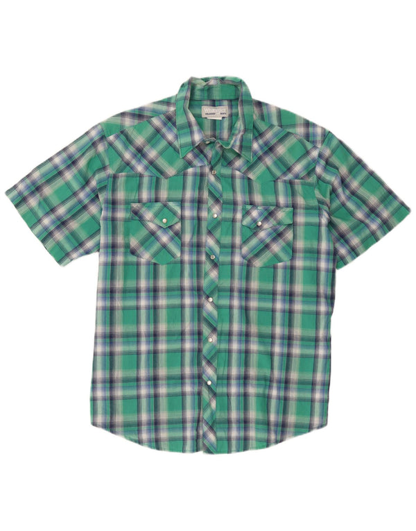 Wrangler Camisa De Manga Corta Hombre XL Algodón A Cuadros Verde