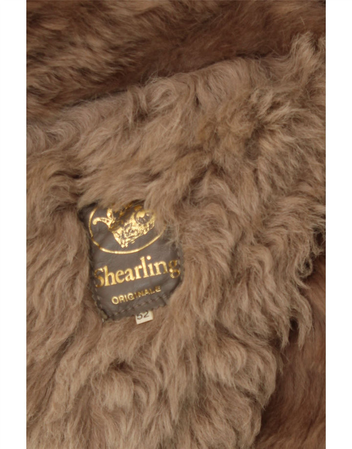 Chaqueta de piel de oveja vintage para hombre IT 52 XL Marrón Shearling