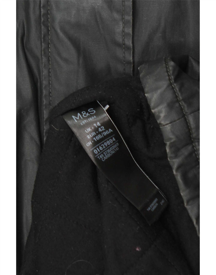Marks & Spencer Chaqueta Parka Encerada con Capucha para Mujer Reino Unido 44 Grande Gris