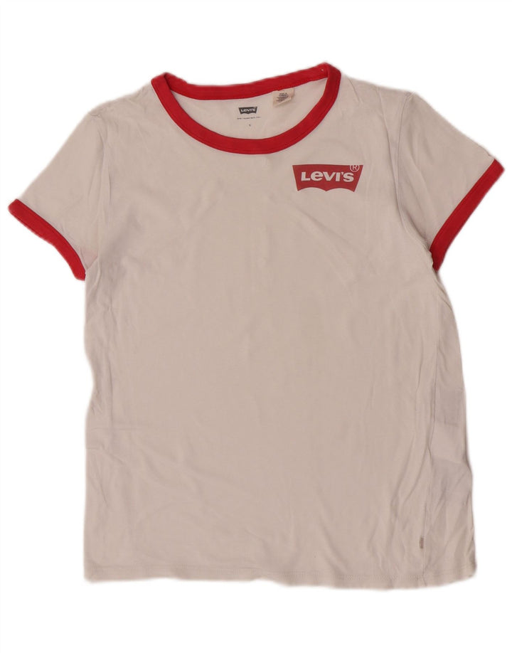 Levi's Camiseta para mujer Top UK 10 Small White Cotton